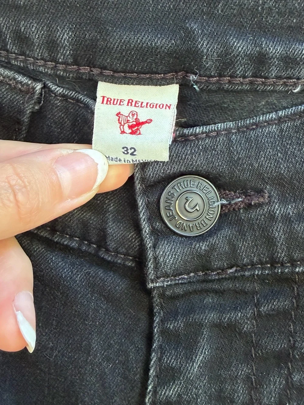 True Religion Section Black Jeans Flap Pocket Skinny Charcoal